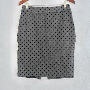 WHBM Pencil Skirt Size 10 Grey Black Polka Dot Straight Career Business Casual